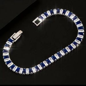 Exquisite Diamond & Sapphire Tennis Bracelet